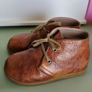 Saddle Mon Petit hard sole shoes, size Toddler 8, neutral brown, dress shoe